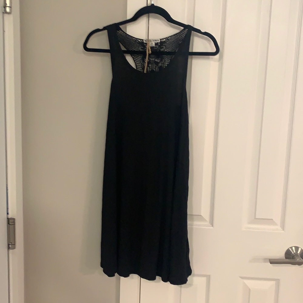 Black tank dress with mesh design back